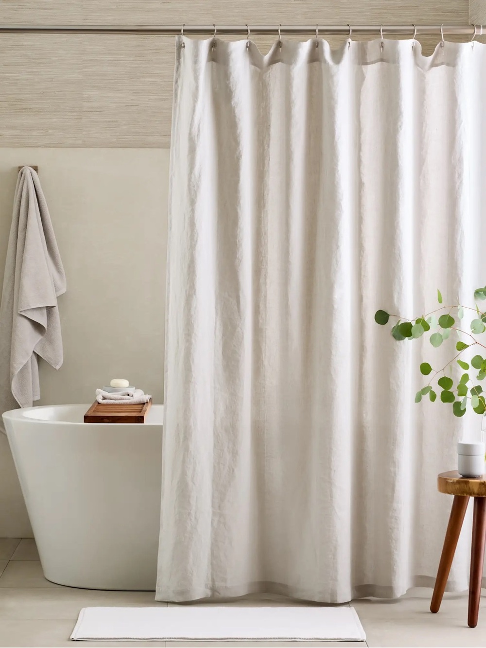 NWT QUINCE European Linen Shower Curtain Light Grey 8904
